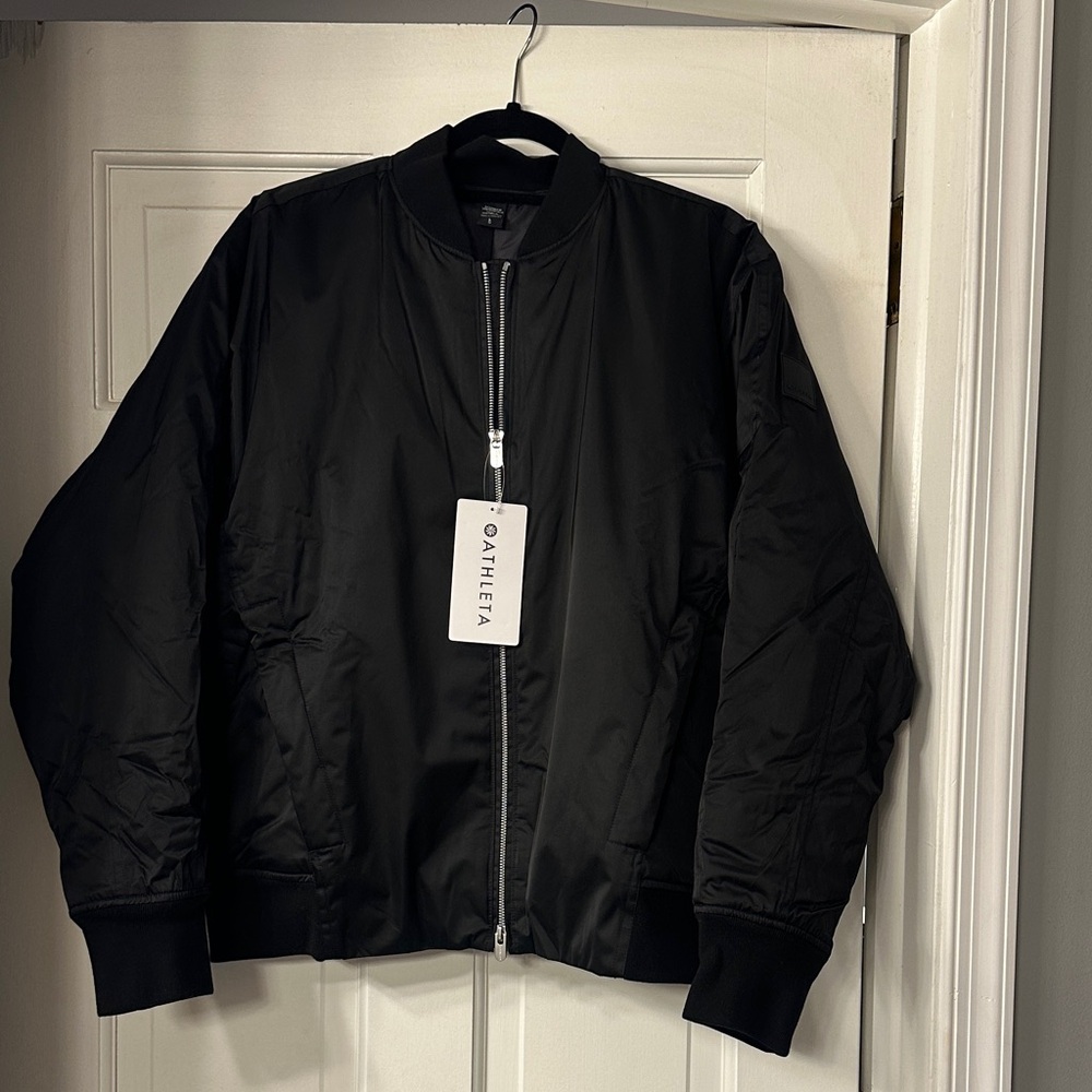 Athleta Classic Black Bomber Jacket